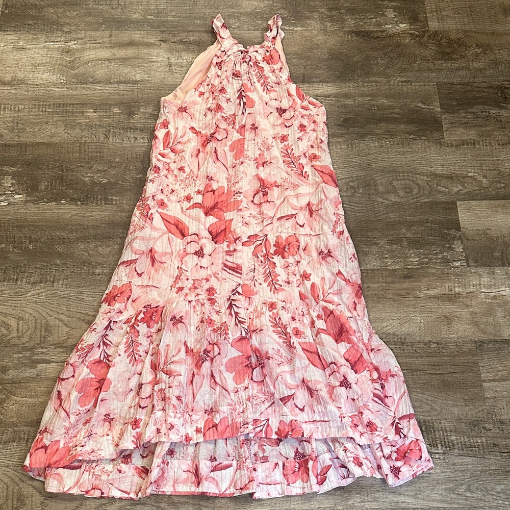 Socialite‎ High Low Pink Floral Halter Maxi Dress Size Large